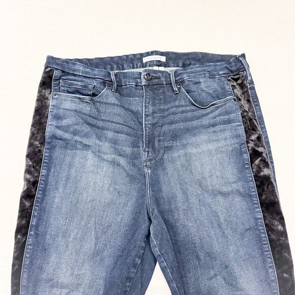 Good American Good Waist Crop Dark Wash Denim Jeans Tuxedo Stripe Size 18 - Picture 7 of 8